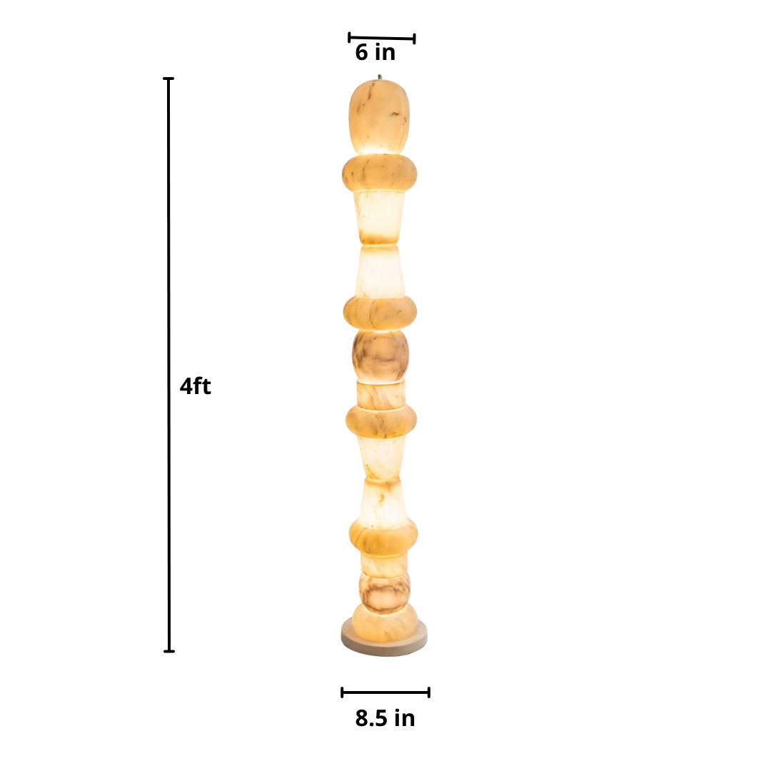 4ft Stacked Onyx Marble Floor Lamp with Translucent Glow - Bliss and Birch