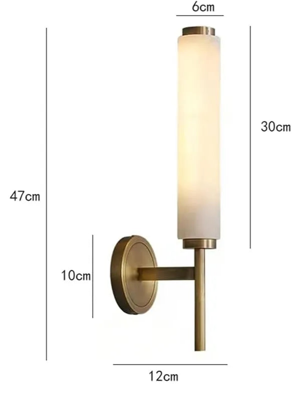 B&B Modern Vertical Frosted Glass Wall Sconce – Gold Finish