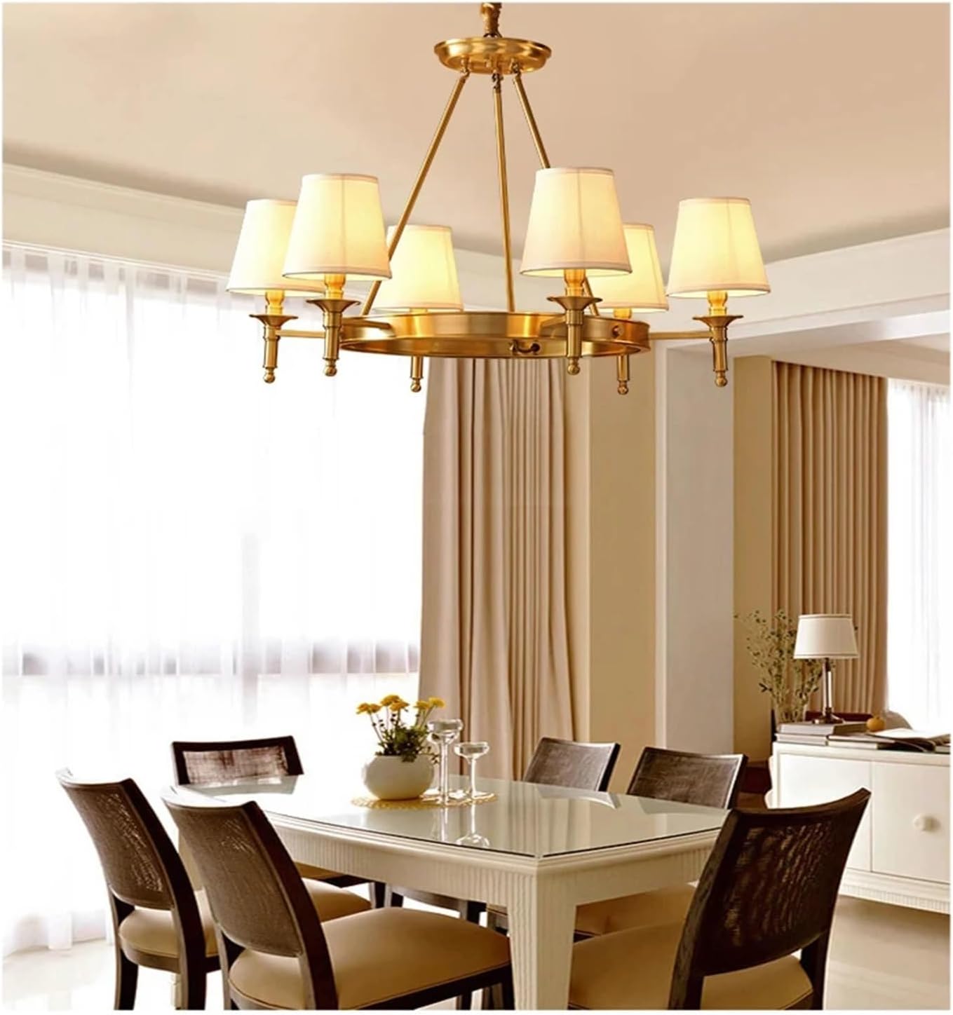 Brass Modern Chandelier – 74 cm Golden Showstopper