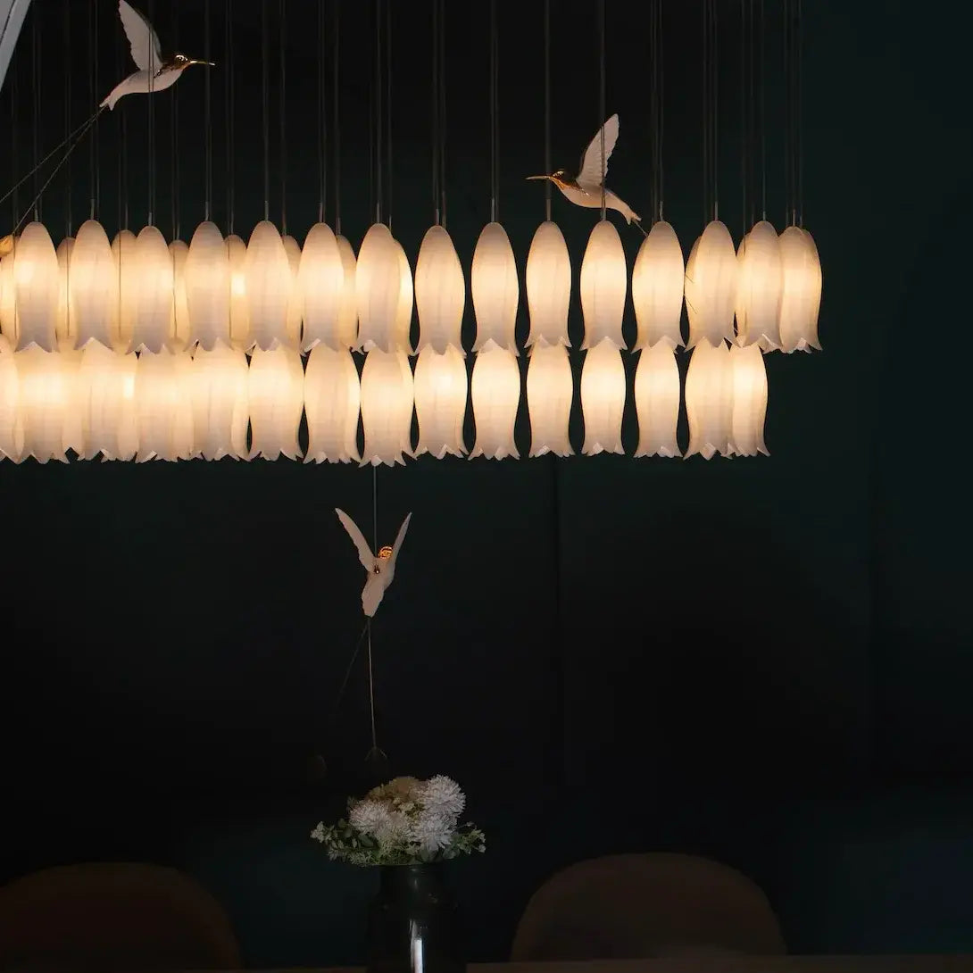 B&B Multi-Heads Stylised Blooming Buds Linear Chandelier Light - Bliss and Birch