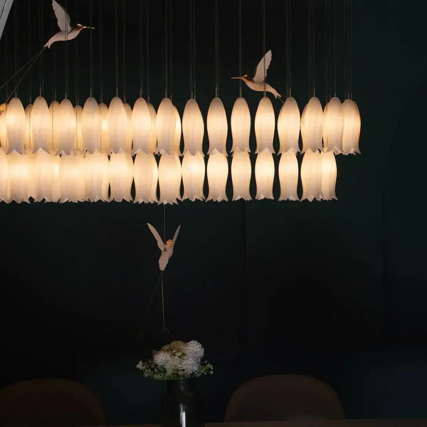 B&B Multi-Heads Stylised Blooming Buds Linear Chandelier Light