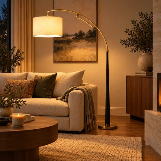 Bliss & Birch Arc Floor Lamp with Drum Shade