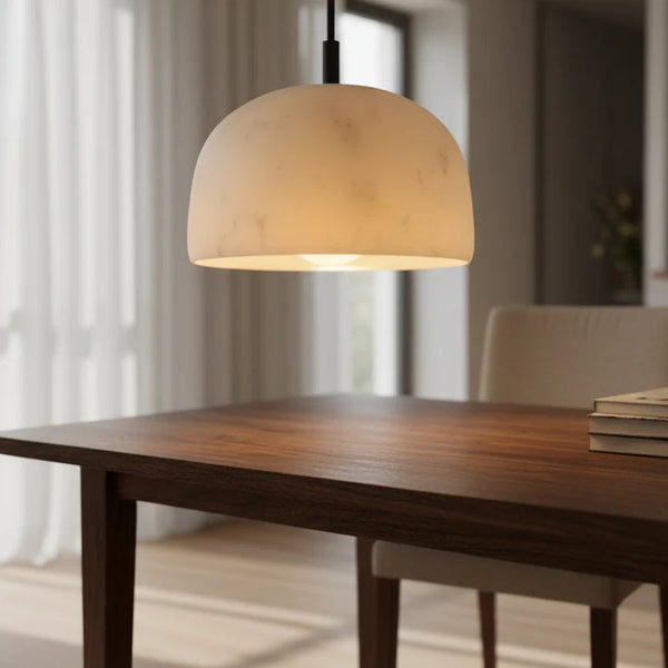 B&B Luna Dome Natural Marble Pendant Light | Bliss and Birch