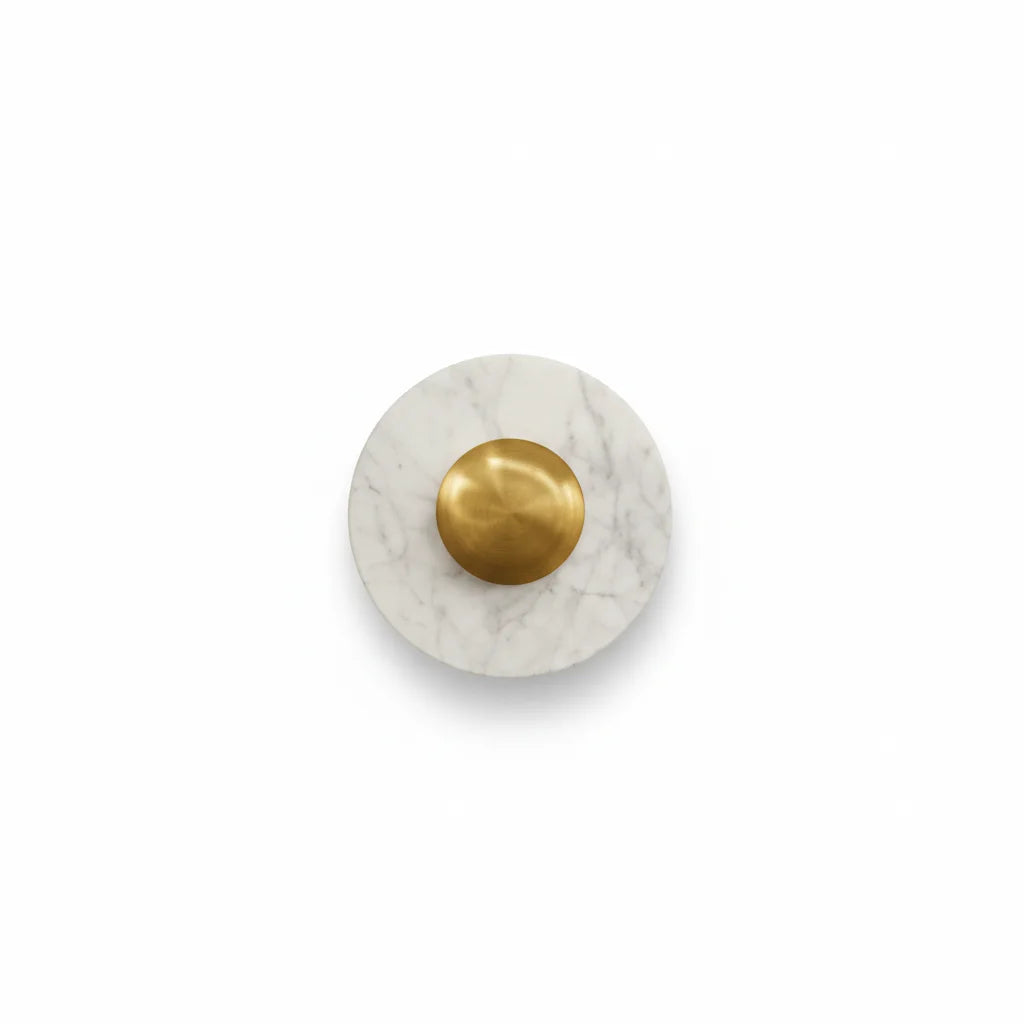 B&B Aura Round Brass Marble Wall Sconce | Luxury Modern Wall Light