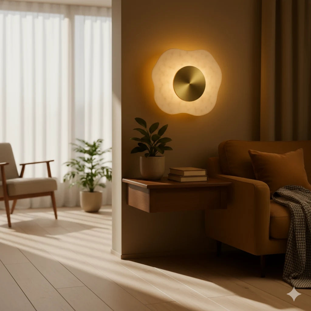 B&B Helios Round Marble & Brass Wall Sconce | Luxury Modern Wall Light