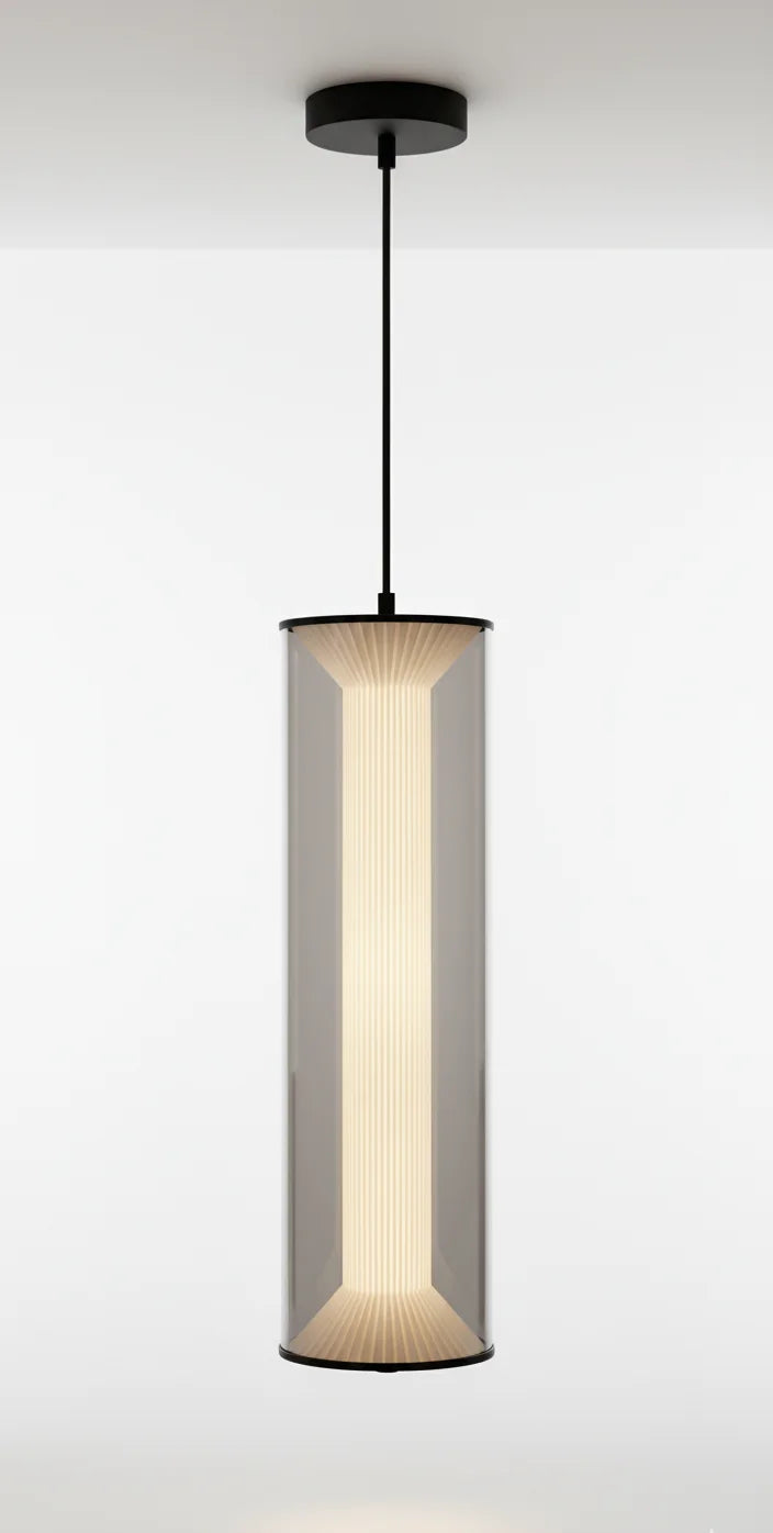 Modern Cylindrical Smoked Glass Pendant - Bliss and Birch
