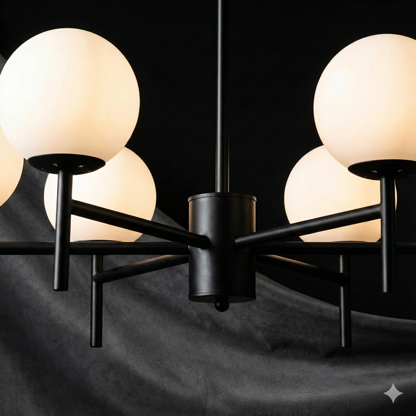 Modern Globe Bubble Chandelier – Black Frame & Glass Spheres