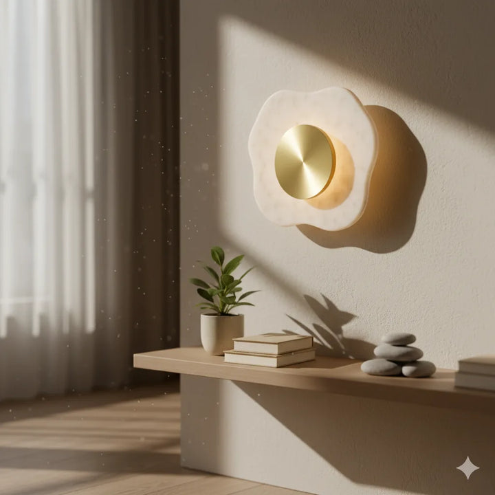 B&B Helios Round Marble & Brass Wall Sconce | Luxury Modern Wall Light - Bliss and Birch