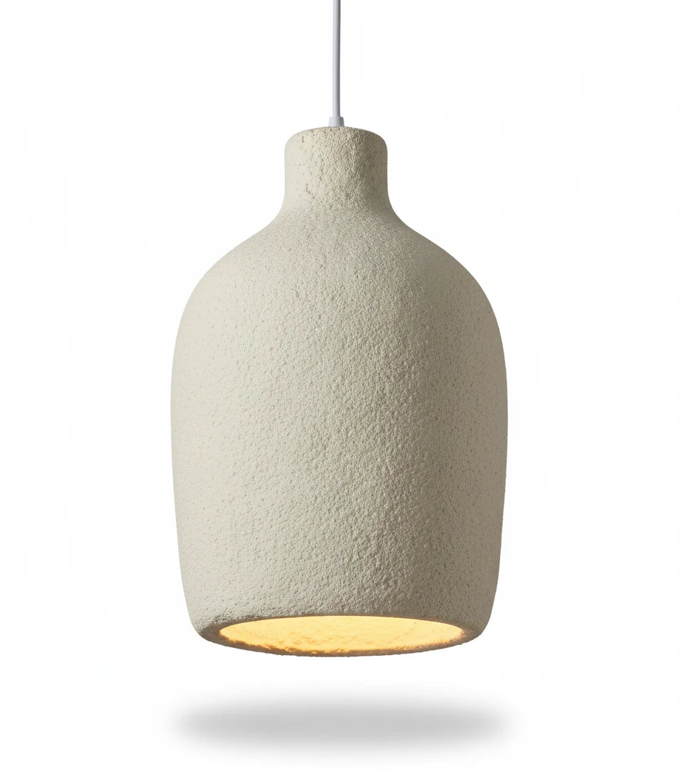 Modern Textured Pendant Light | Minimal Ceramic Hanging Lamp for Dining & Living Spaces