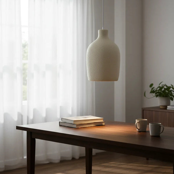 Modern Textured Pendant Light | Minimal Ceramic Hanging Lamp for Dining & Living Spaces