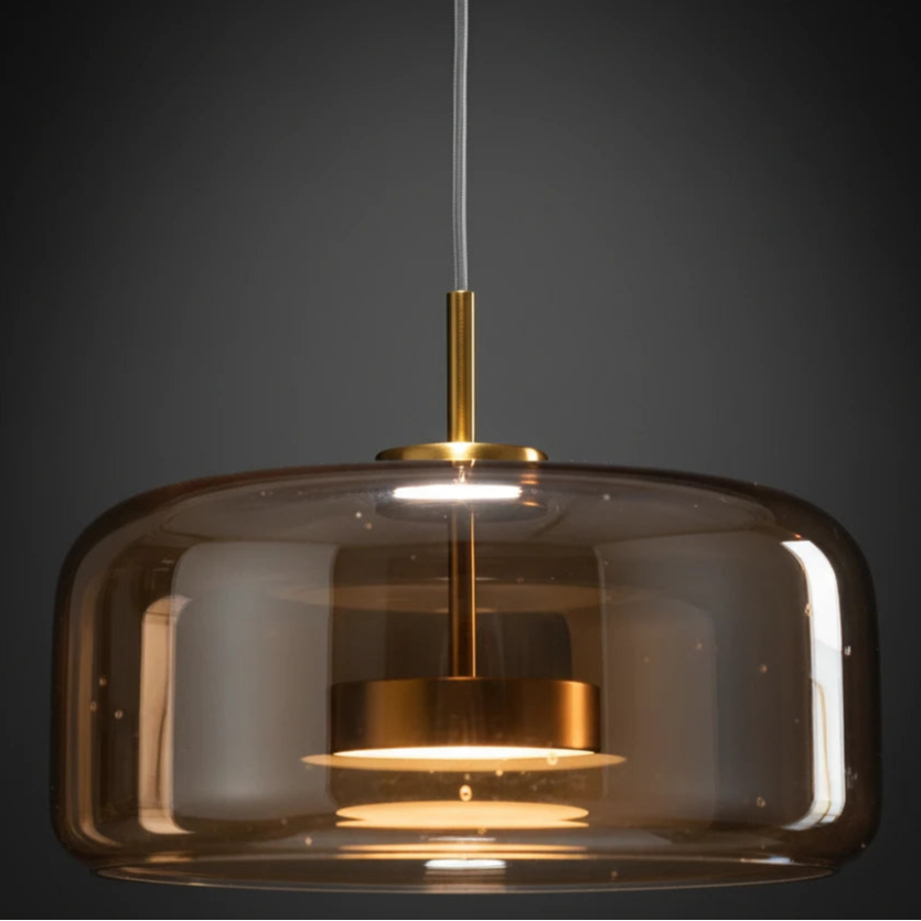 B&B Amber Glass Dome Pendant Light