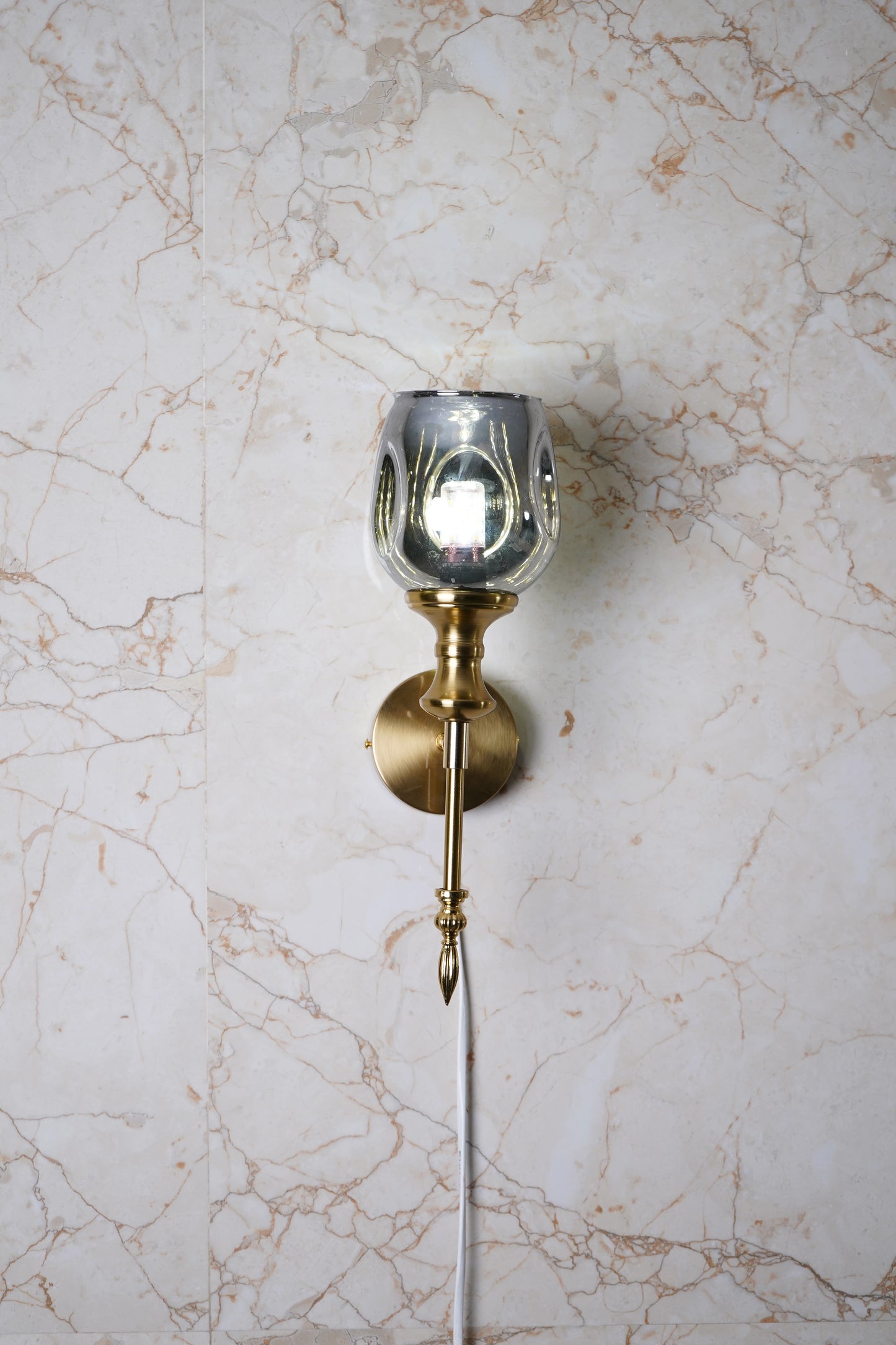 B&B Antique Gold Wall Sconce with Smoked Glass Globe Shade