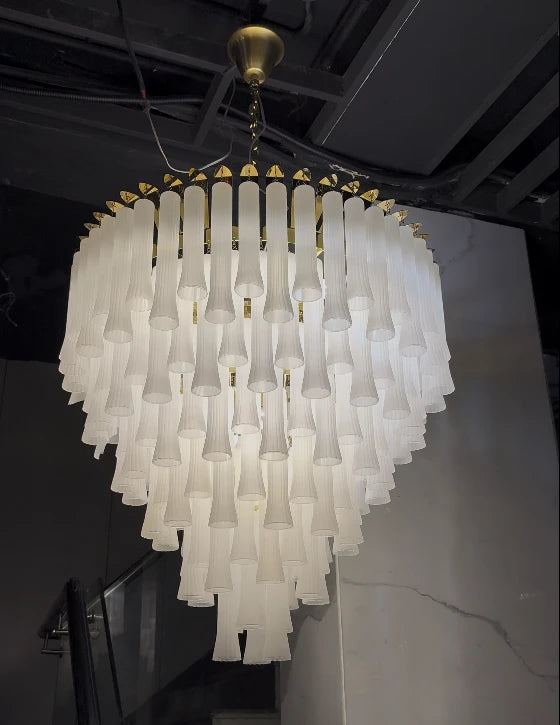 Aurelia Cascade Luxury Waterfall Chandelier – Frosted Glass & Gold