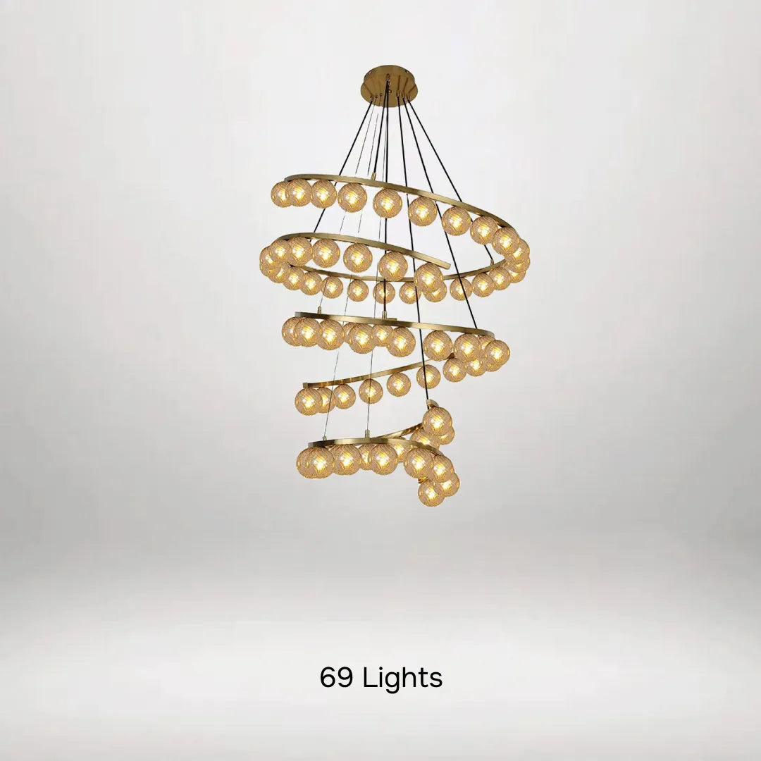 B&B Spiral Amber Glass Chandelier - Bliss and Birch