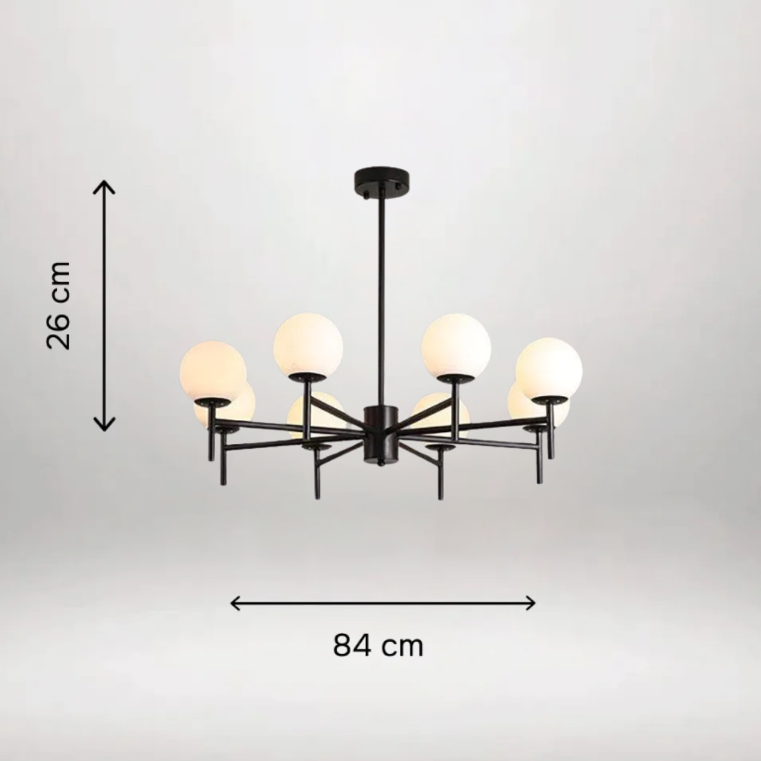 Modern Globe Bubble Chandelier – Black Frame & Glass Spheres - Bliss and Birch