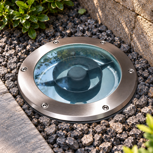 Brushed Steel In-Ground Uplight - detail