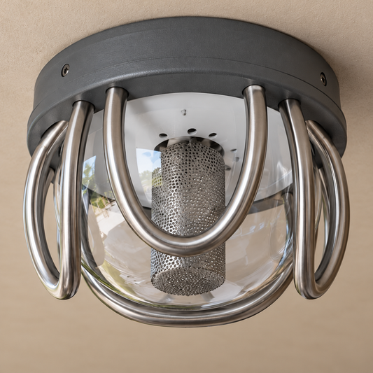 Grey Cage Covered-Porch Ceiling Light - detail