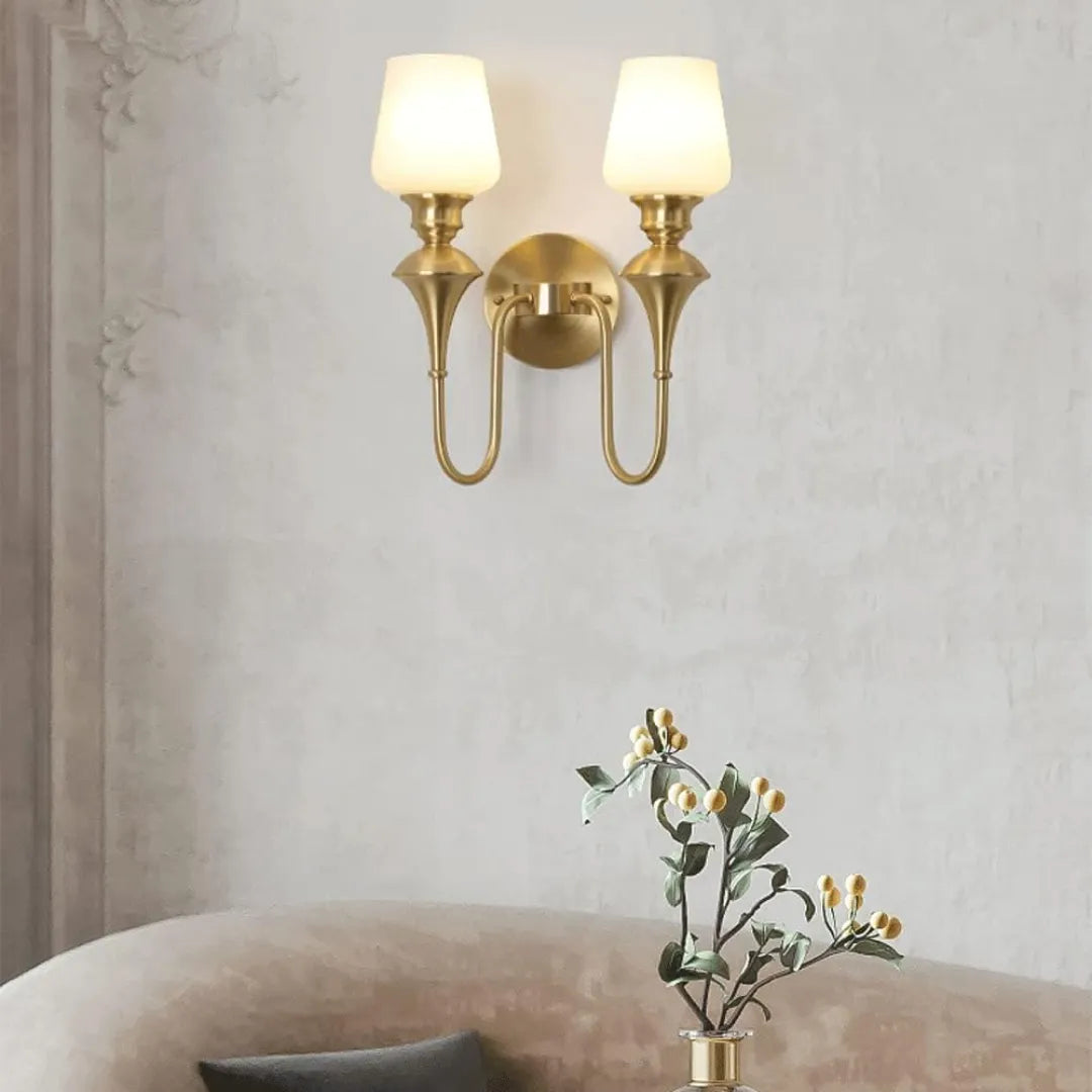 B&B Glass Wall Sconce Light Traditonal - Bliss and Birch