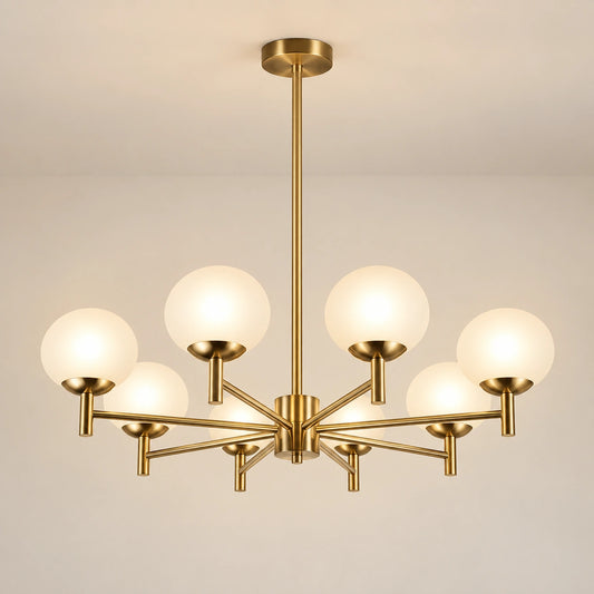 Eight-globe gold-toned chandelier premium hero