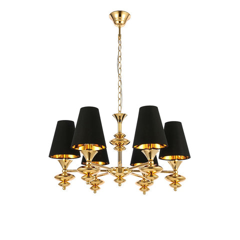 B&B Black & Gold 6-Light Modern Chandelier