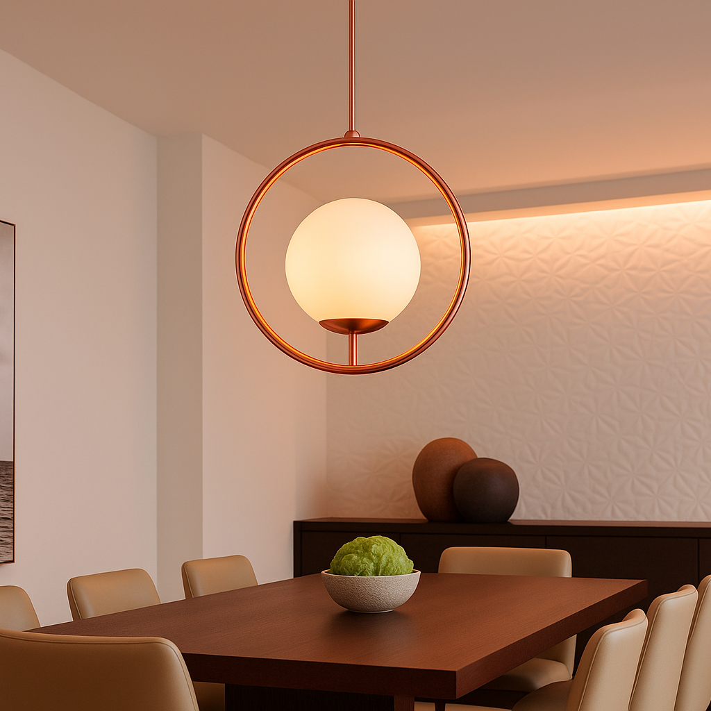 Rose Gold Pendant Light - Dining Room Setting