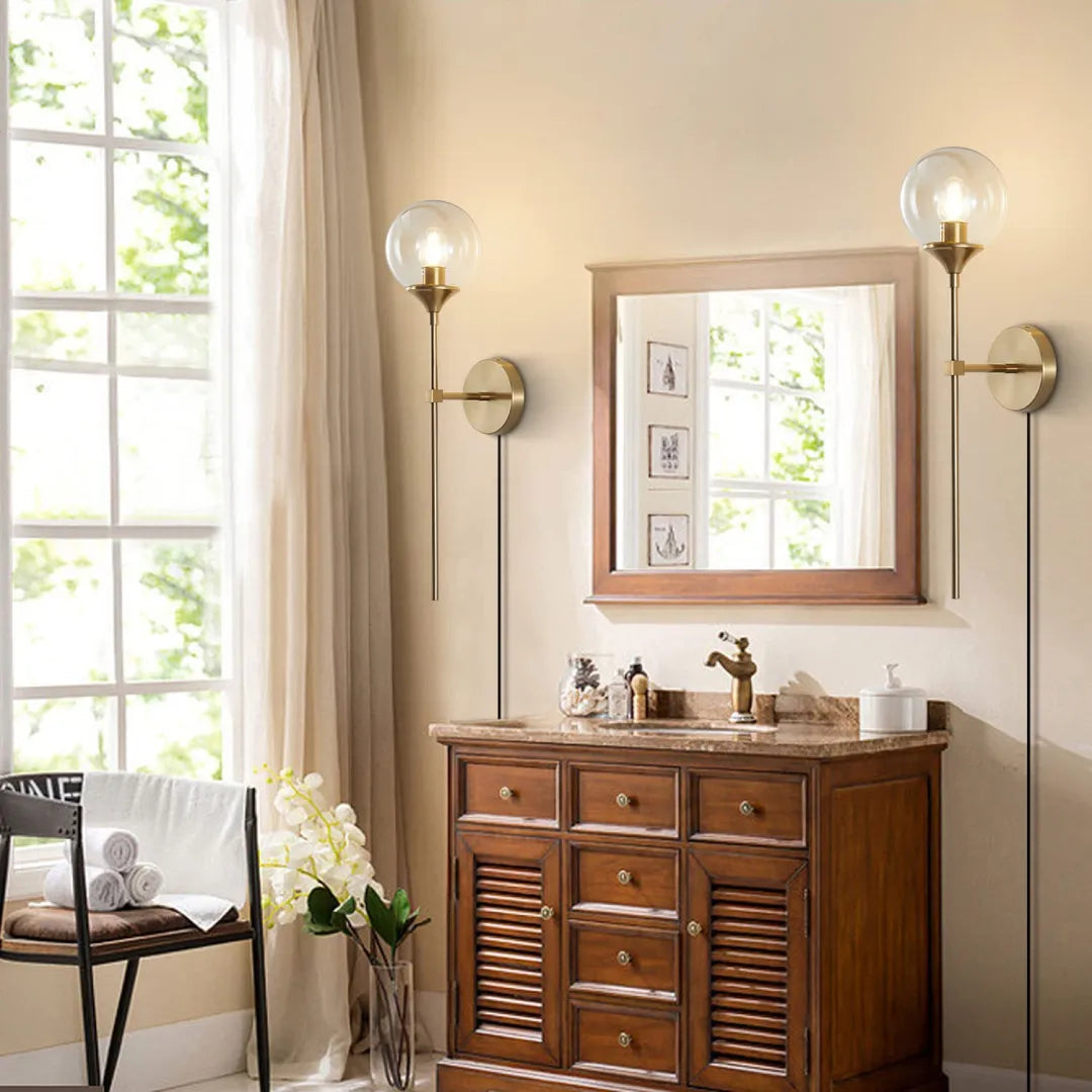 B&B Round Ball Head Golden Wall Lamp - Bliss and Birch