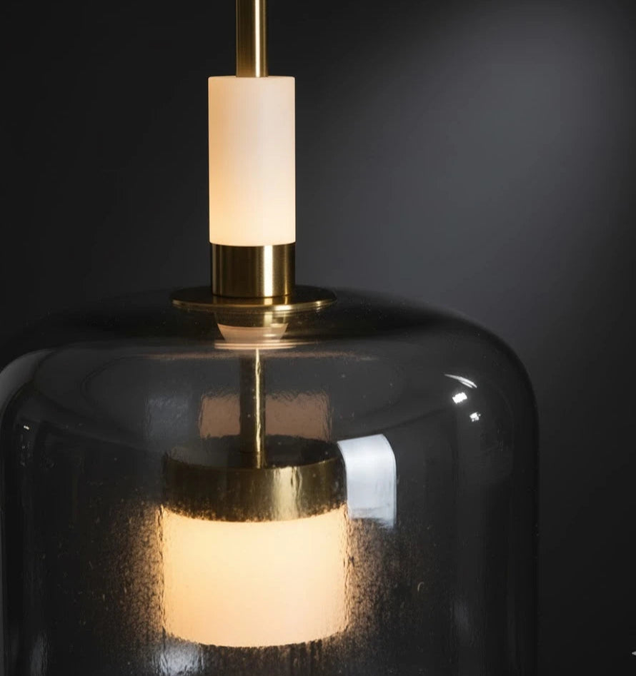 B&B Modern Smoked Glass Dome Pendant Light