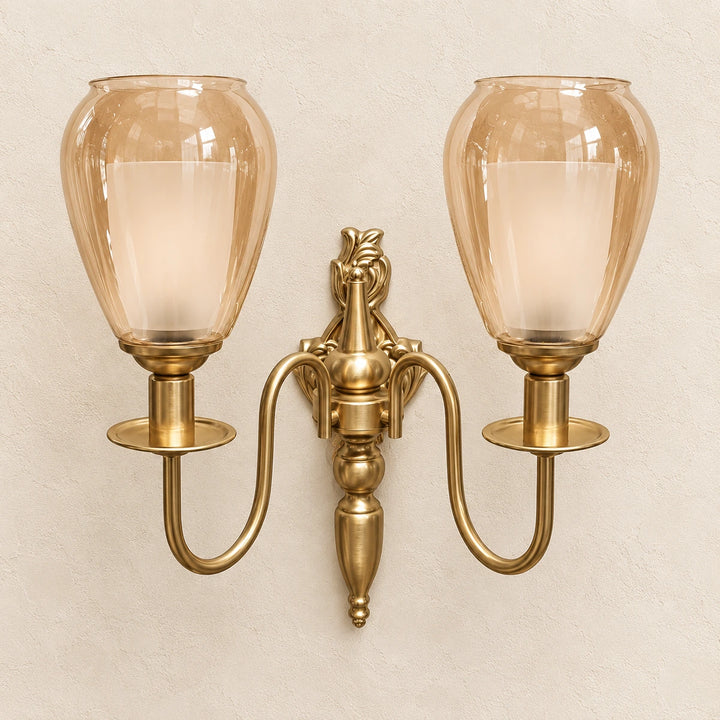 Bliss & Birch Twin Amber Tulip-Shade Wall Sconce