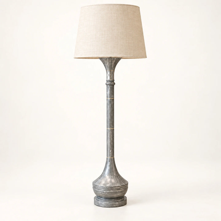 Column Floor Lamp – Grey Marble Effect & Antique Bronze