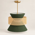 Forest-green cane hourglass pendant light - hero