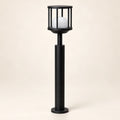 Caged dome matte-black LED bollard light - hero