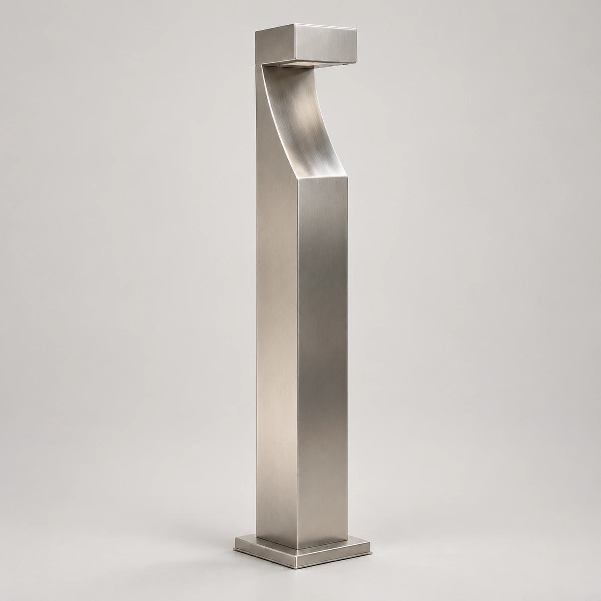 Brushed stainless steel curved-head bollard light - hero