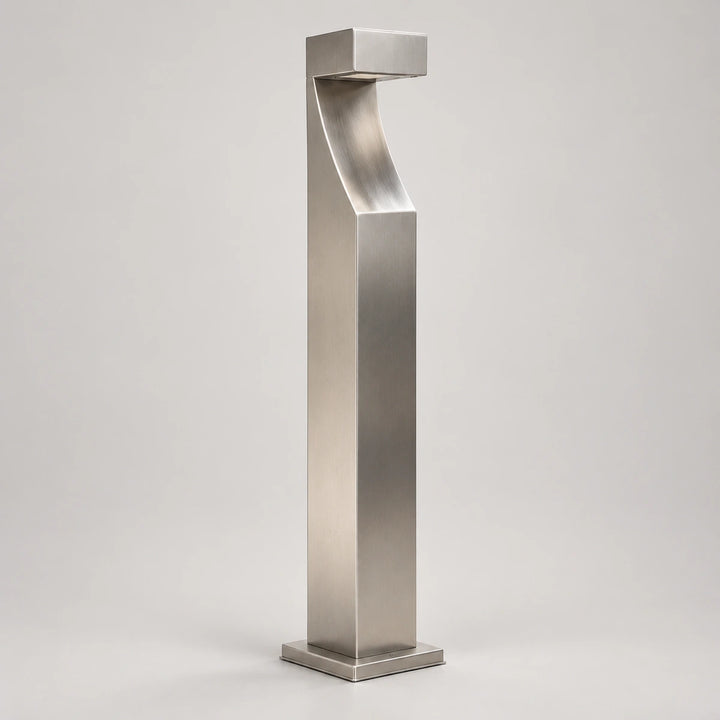 Curved Brushed-Steel Garden Bollard Light