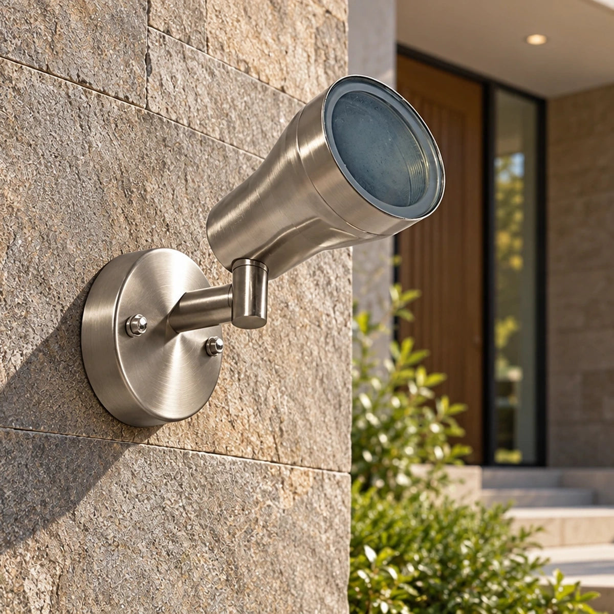 Outdoor spotlight at a villa entrance