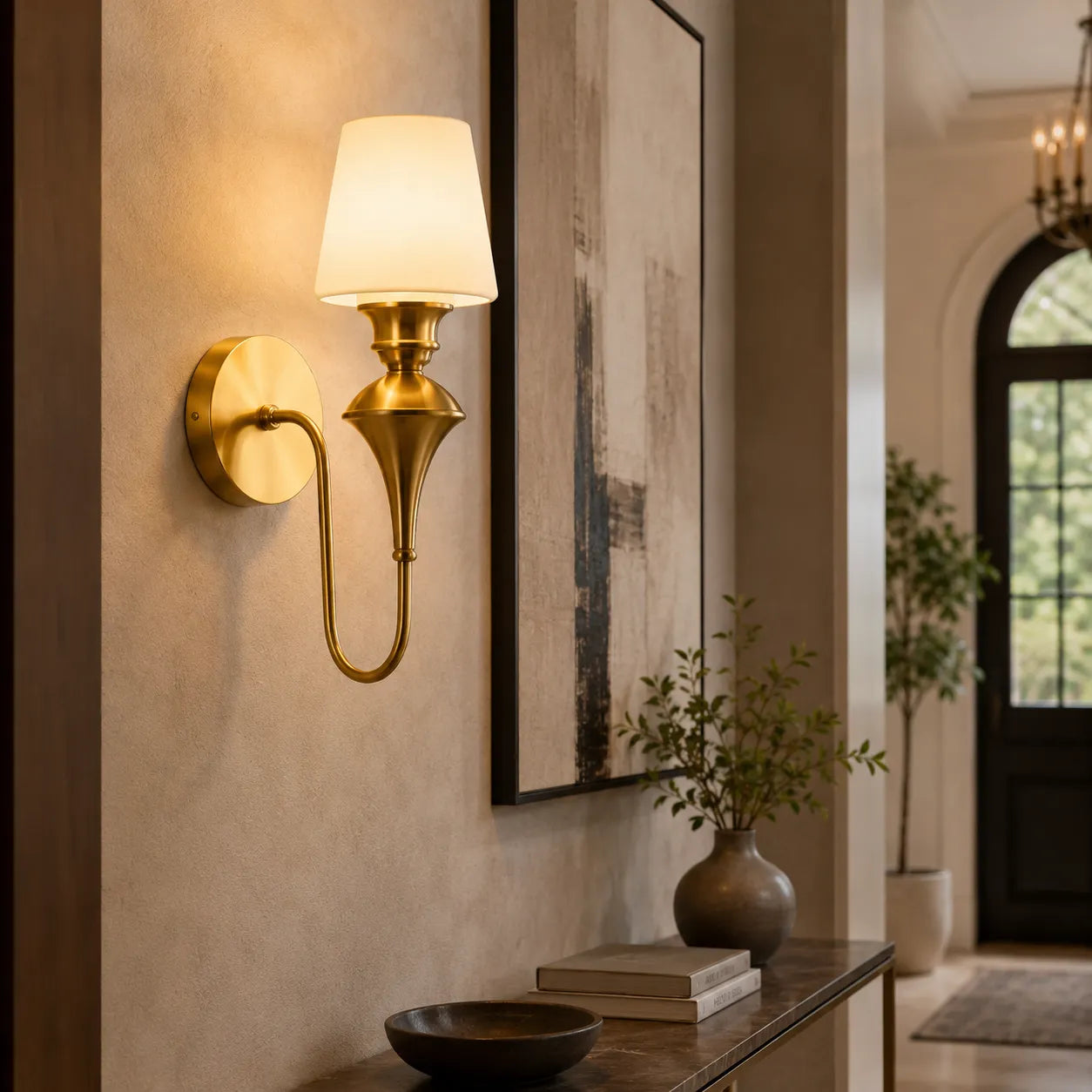 B&B Single Glass Wall Sconce Light Traditonal - Bliss and Birch
