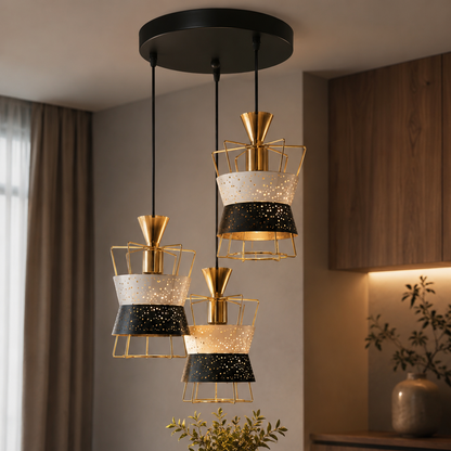 Dual-Tone Carved Metal Triple Pendant (Laser Cut) - Bliss and Birch