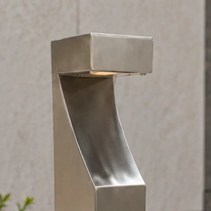Close-up of the curved neck and downward-facing top housing