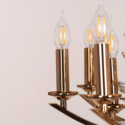 Crystal Flame Luxury Chandelier – Gold Frame & Sparkling Spikes