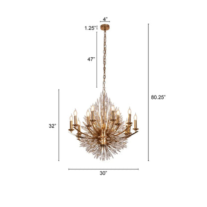 Crystal Flame Luxury Chandelier – Gold Frame & Sparkling Spikes