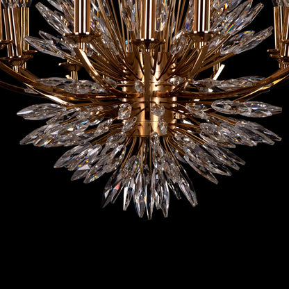 Crystal Flame Luxury Chandelier – Gold Frame & Sparkling Spikes