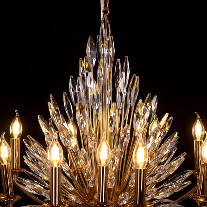 Crystal Flame Luxury Chandelier – Gold Frame & Sparkling Spikes