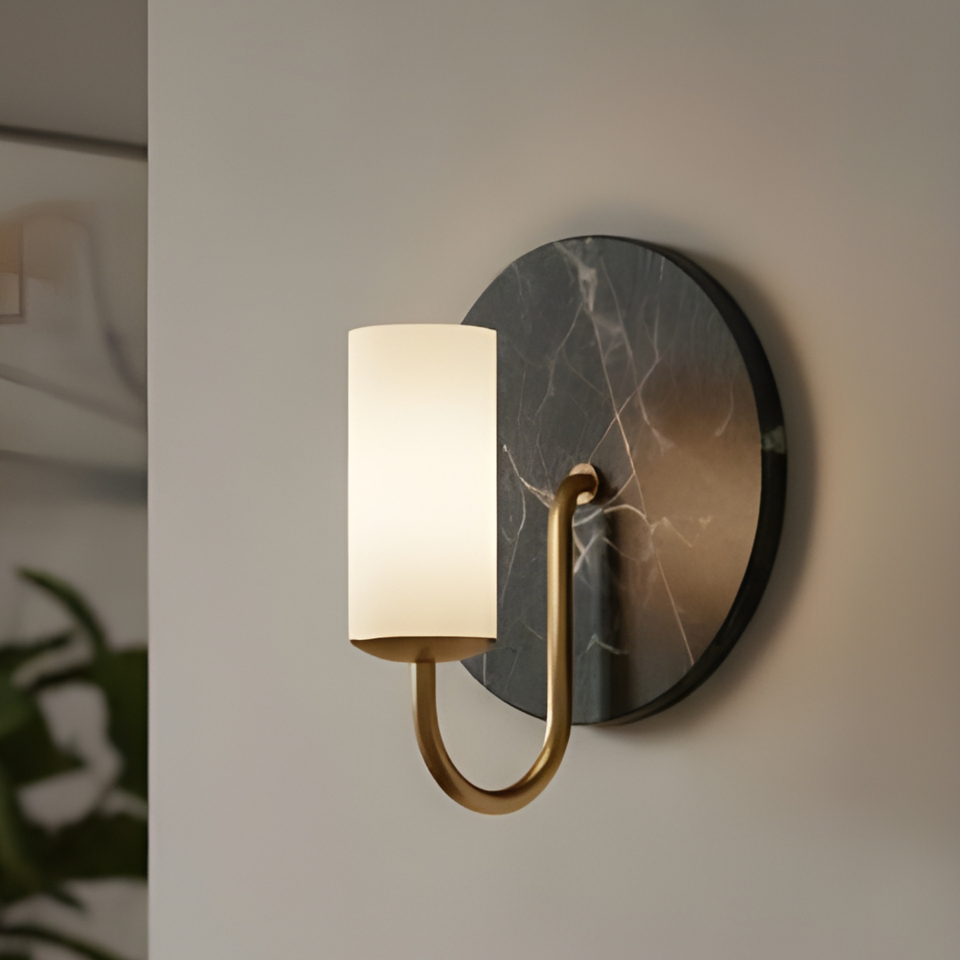 Vesta Green Marble Wall Lamp - Bliss and Birch