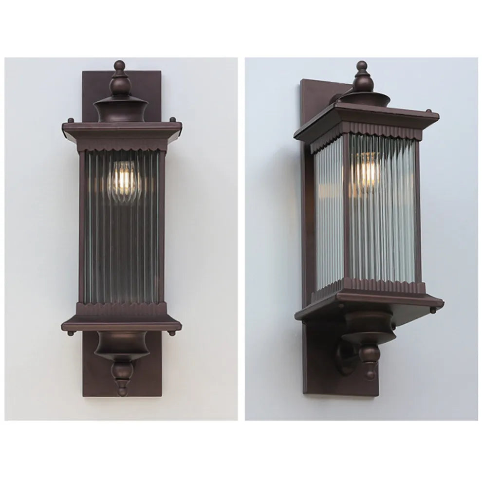 Bliss & Birch Vintage Outdoor Lantern Wall Light – Waterproof Exterior Sconce (Black / Coffee) - Bliss and Birch