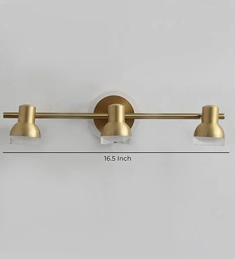 Golden triple-head vanity light dimensions