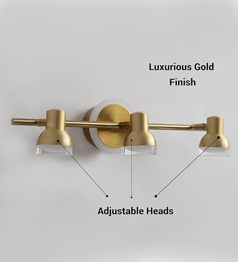 Golden Triple-Head LED Vanity Light - Bliss and Birch