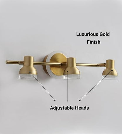 Golden Triple-Head LED Vanity Light - Bliss and Birch