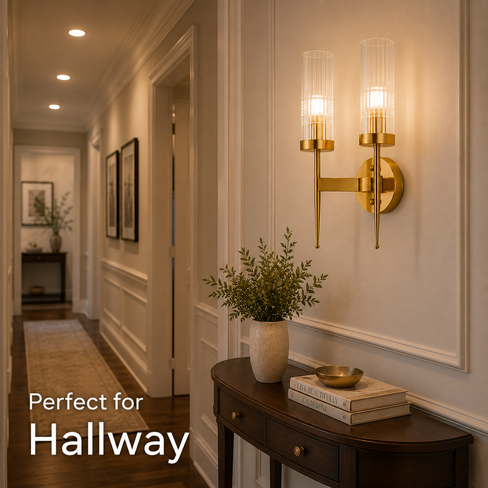 Dual Modern Cylindrical Glass Sconce
