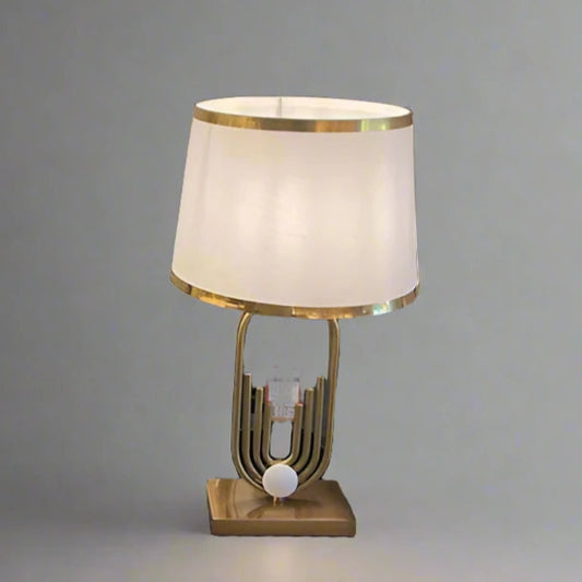 B&B Art Deco Gold Table Lamp with Fabric Shade