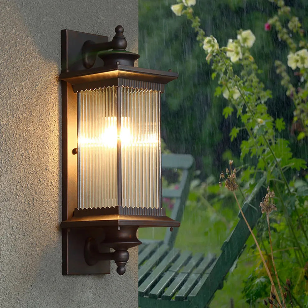 Bliss & Birch Vintage Outdoor Lantern Wall Light – Waterproof Exterior Sconce (Black / Coffee) - Bliss and Birch