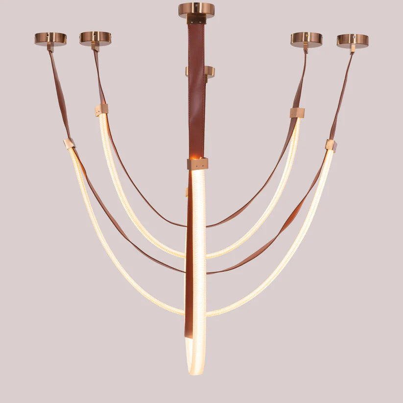 Buckle‑Up Leather Strap Chandelier – Modern Industrial Chic